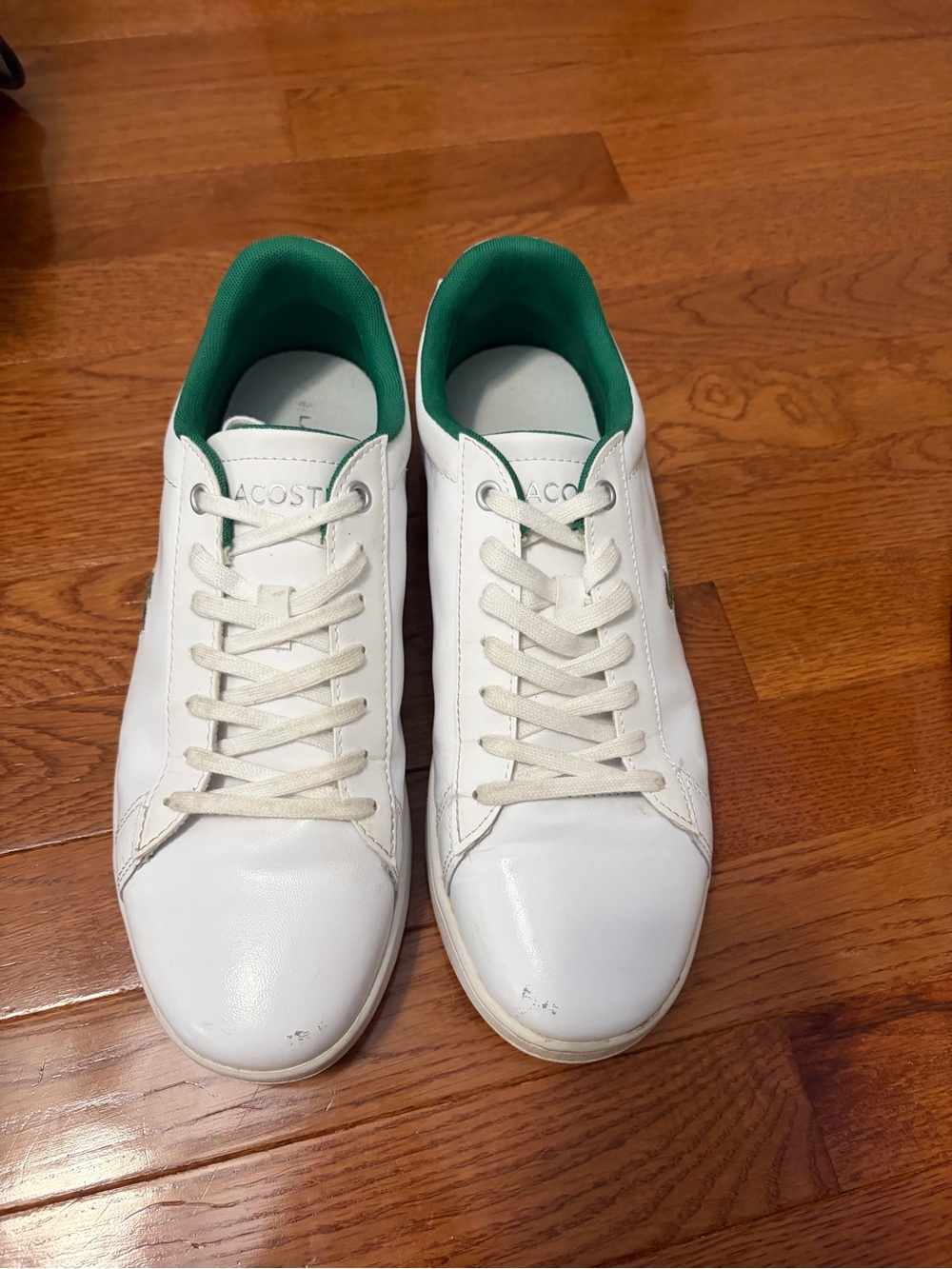 Lacoste White Leather Sneakers with Green Interior